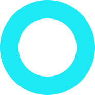 Abstract cyan circle with a smaller cyan circle in the center on a cyan background.