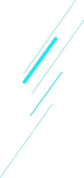 Abstract cyan shape with sharp angles and a vertical arrow-like design.