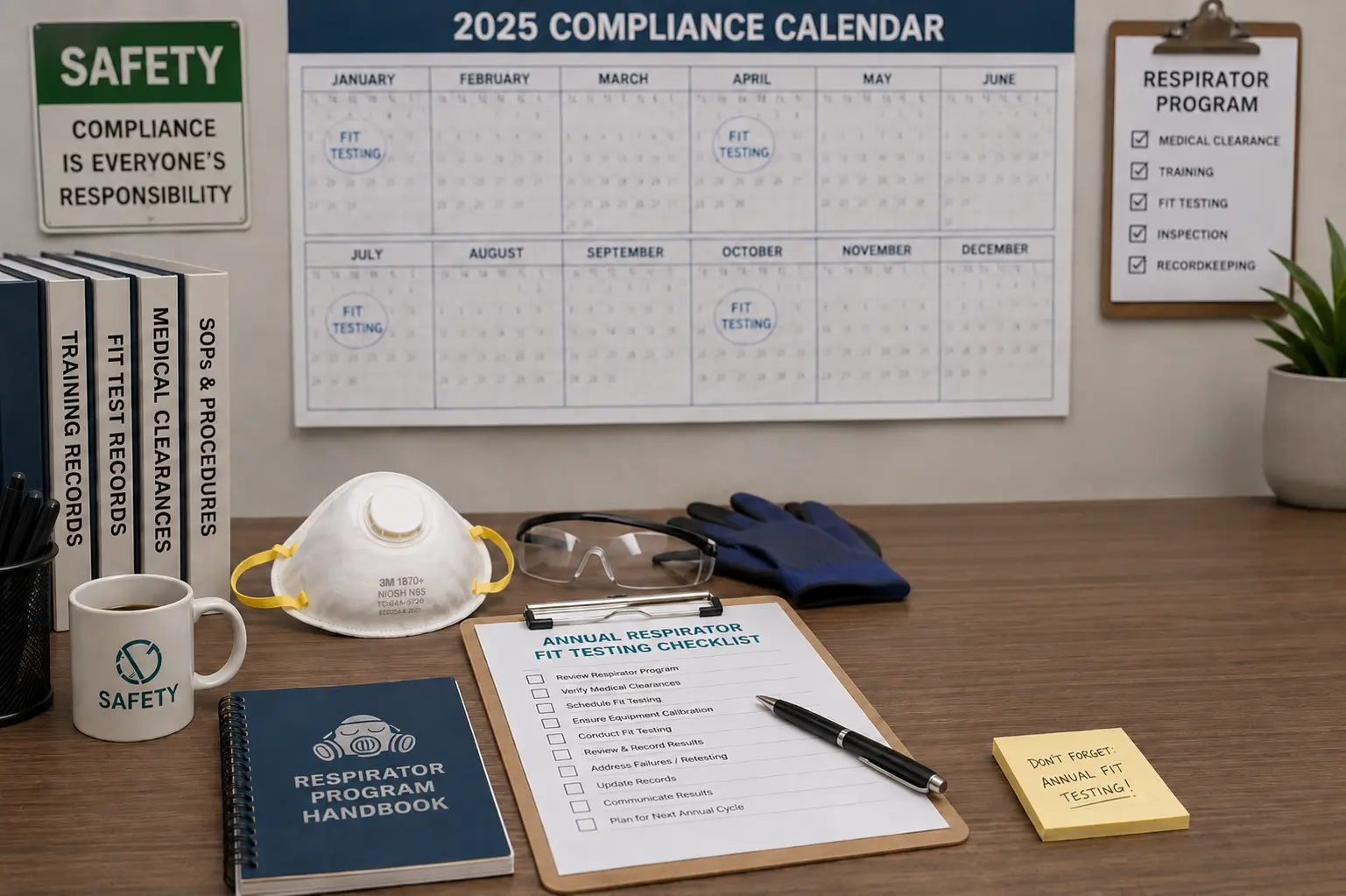 Annual compliance calendar for employer respirator fit testing planning