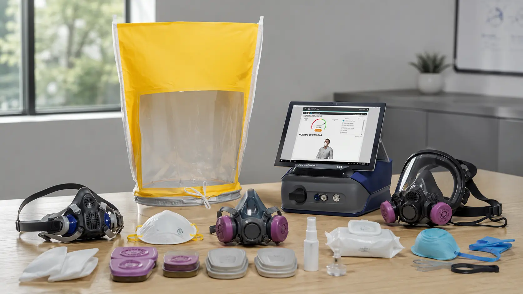 Respirator fit testing troubleshooting station for employees