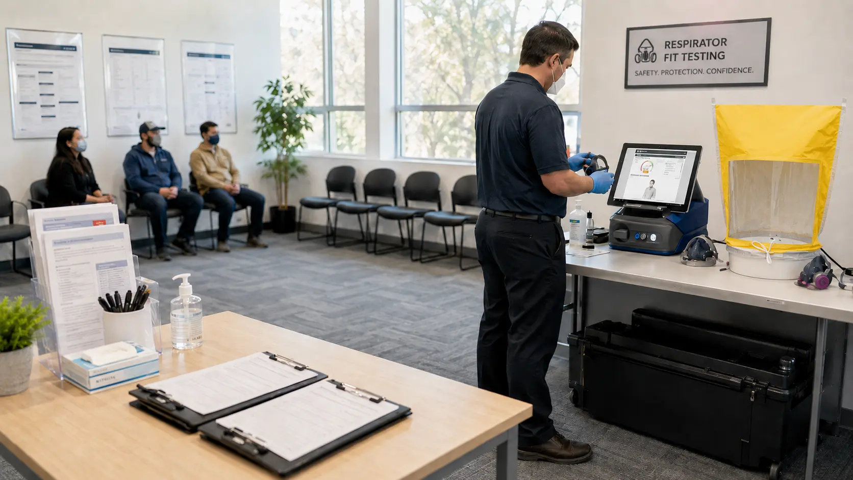 Organized employer fit testing flow for multiple employees