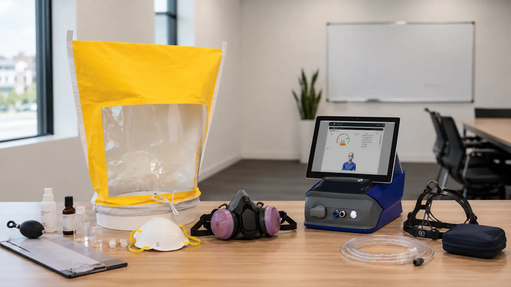 Two respirator fit testing methods prepared side by side